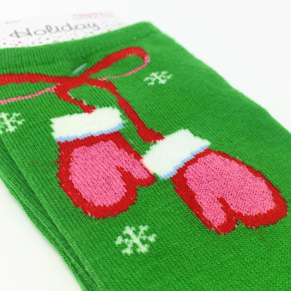 Planet Sox Winter Mitten Snowflake Socks Lime Pink Size 9-11 - Picture 5 of 7